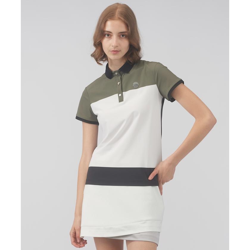 LANVIN - coco 中古 ランバンスポール LANVIN SPORT レディース 半袖ポロシャツ 38(M) 青×白 ブルー コットン ドット/総柄 LANVIN SPORT モノグラムプリント半袖ポロシャツ【SUNSCREEN
