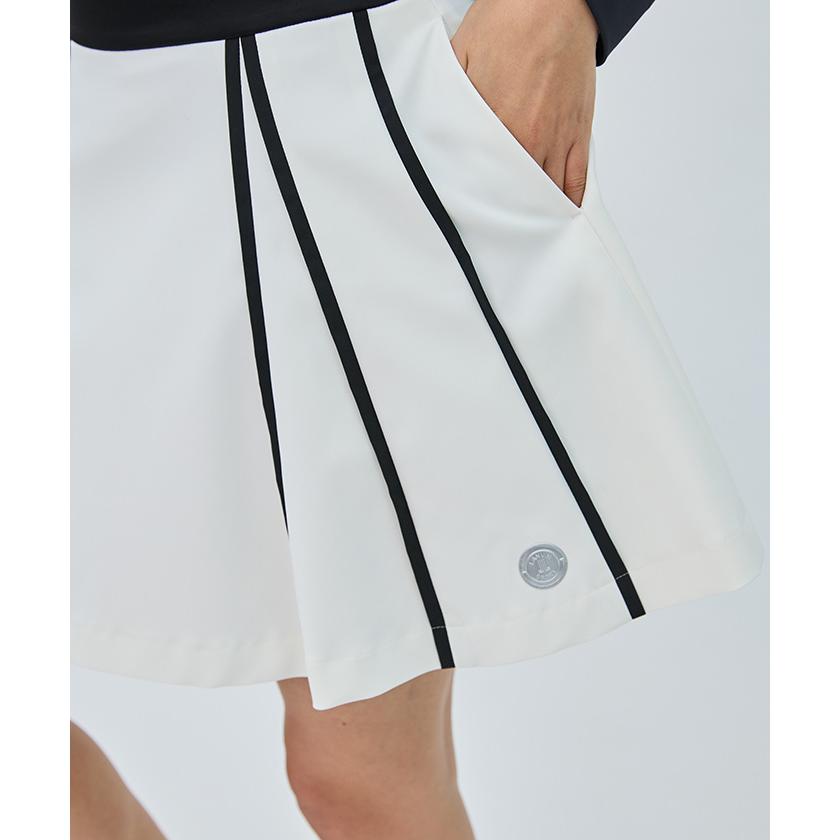 サイズ：38 LANVIN SPORT ランバン スポール  スカート 総柄 ホワイト系 [240101465498] ゴルフウェア レディース ストスト LANVIN SPORT ランバン スポール 2023年モデル プリーツ切替
