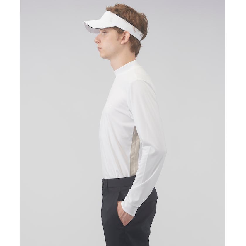 ランバンスポール　モックネック 長袖ウェア ホワイト/ブラック LANVIN SPORT モックネック長袖シャツ【ストレッチ/UV