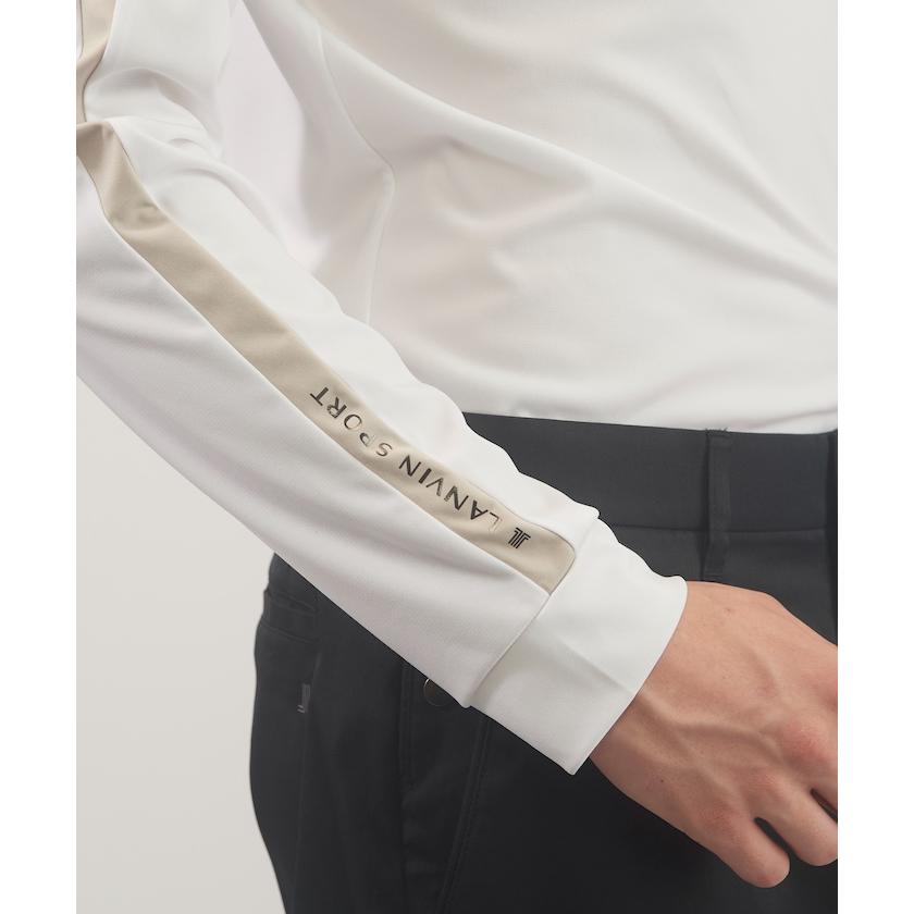 ランバンスポール　モックネック 長袖ウェア ホワイト/ブラック LANVIN SPORT モックネック長袖シャツ【ストレッチ/UV