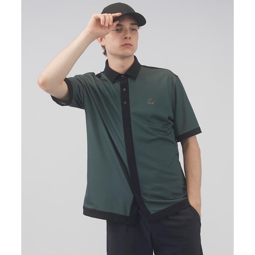 【LANVIN SPORT】半袖シャツ　ポロシャツ　ネイビー　紺　ゴルフ　38 LANVIN SPORT 公式 ランバン スポール フルオープン半袖シャツ