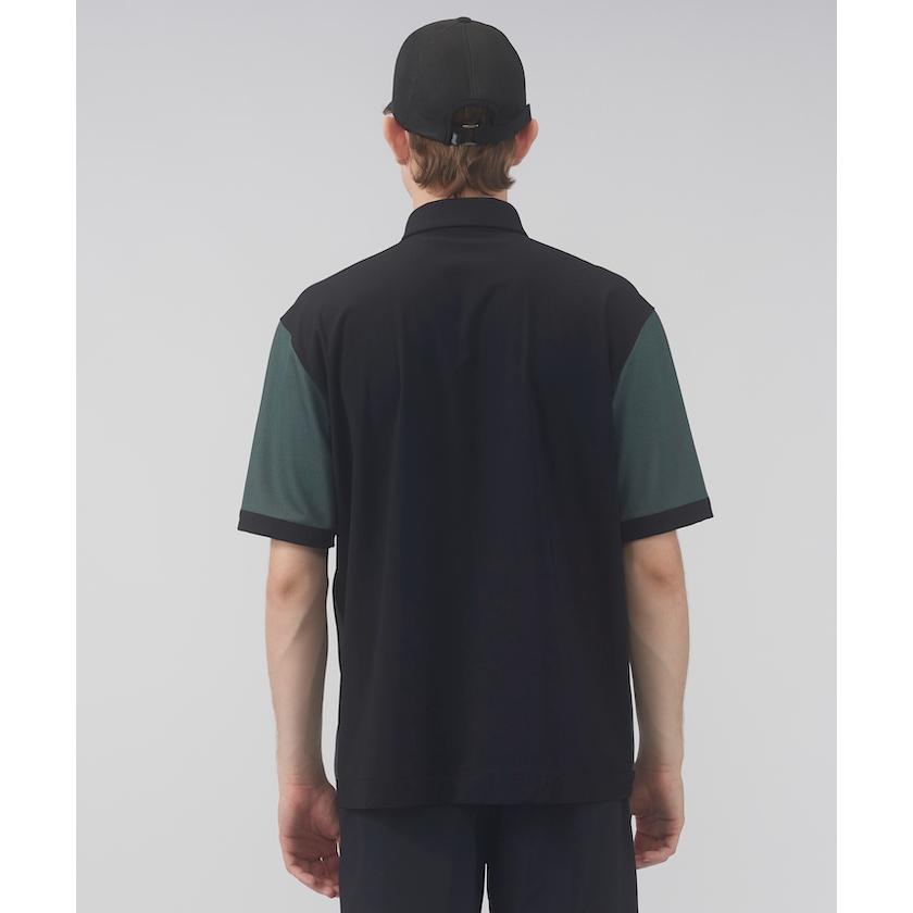 【LANVIN SPORT】半袖シャツ　ポロシャツ　ネイビー　紺　ゴルフ　38 LANVIN SPORT 公式 ランバン スポール フルオープン半袖シャツ