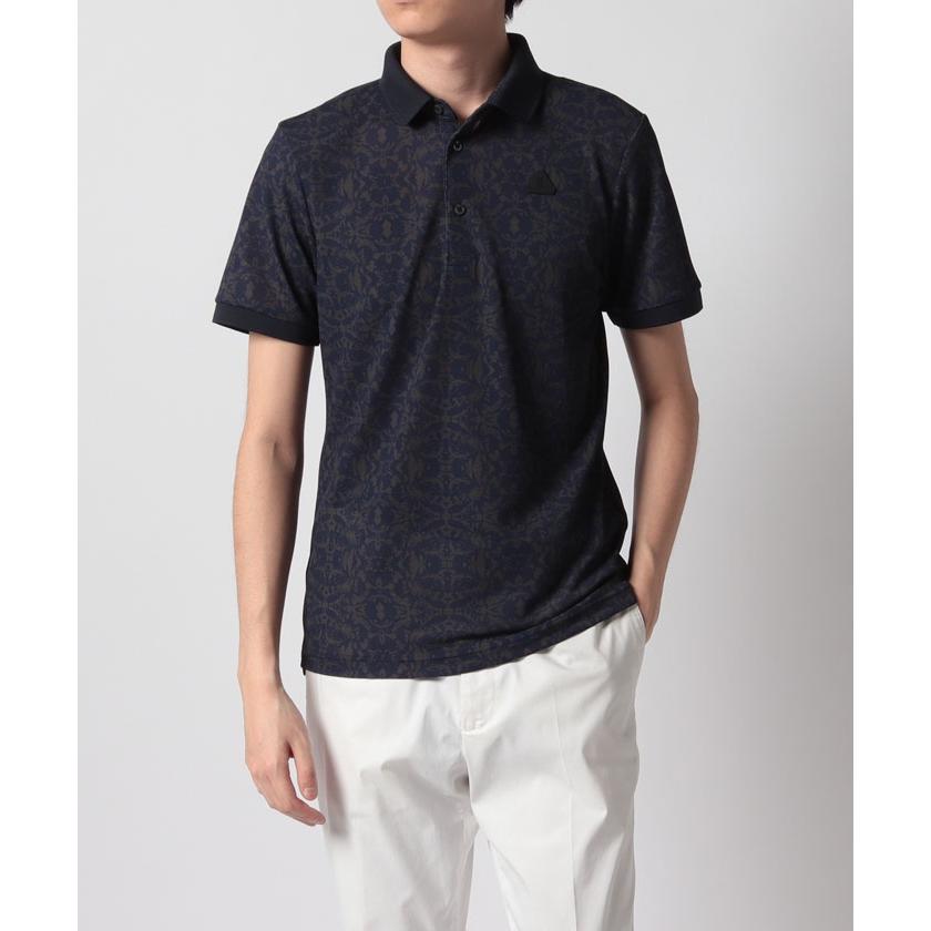 24SS ランバンスポール モノグラムプリント半袖ポロシャツ 高機能シャツ LANVIN SPORT モノグラムプリント半袖ポロシャツ（ゴルフ/メンズ