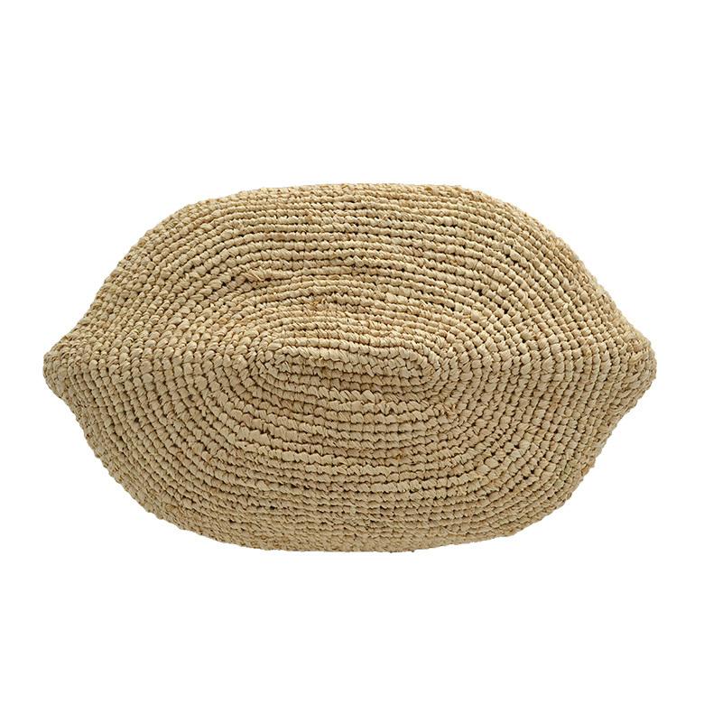 Made in マダガスカル　職人手編みラフィアかごバッグ(新品未使用) ラフィア編みバッグ ポット手提げ マグネット付き カゴバッグ