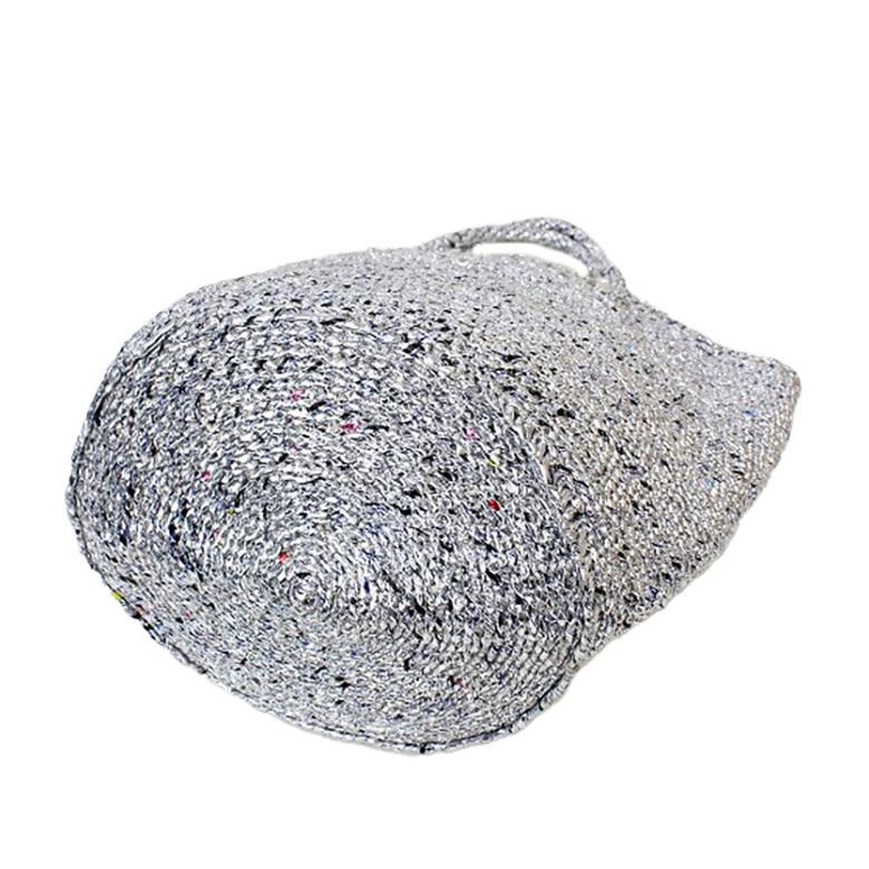 20%オフ!】プラスチックサイザルバッグ カゴバッグ シルバー 20%オフ!】プラスチックサイザルバッグ カゴバッグ シルバー