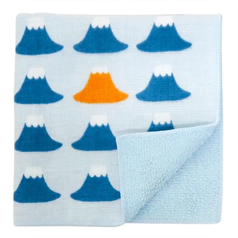 和ハンドタオル 富士山 濱文様 綿100％ ハンカチ 日本製 ガーゼ パイル