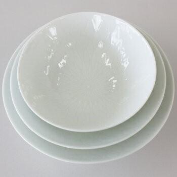 彫付 HORITSUKE 網茶碗 小サイズ 12cm 美濃 瀬戸 白磁 白い陶磁器