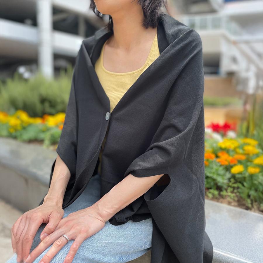 ワイズ ヨウジヤマモト ポンチョ風ニット 変形 ショールカラー コットン 綿 Yohji Yamamoto POUR HOMME 糸ふらしロングニットカーディガン