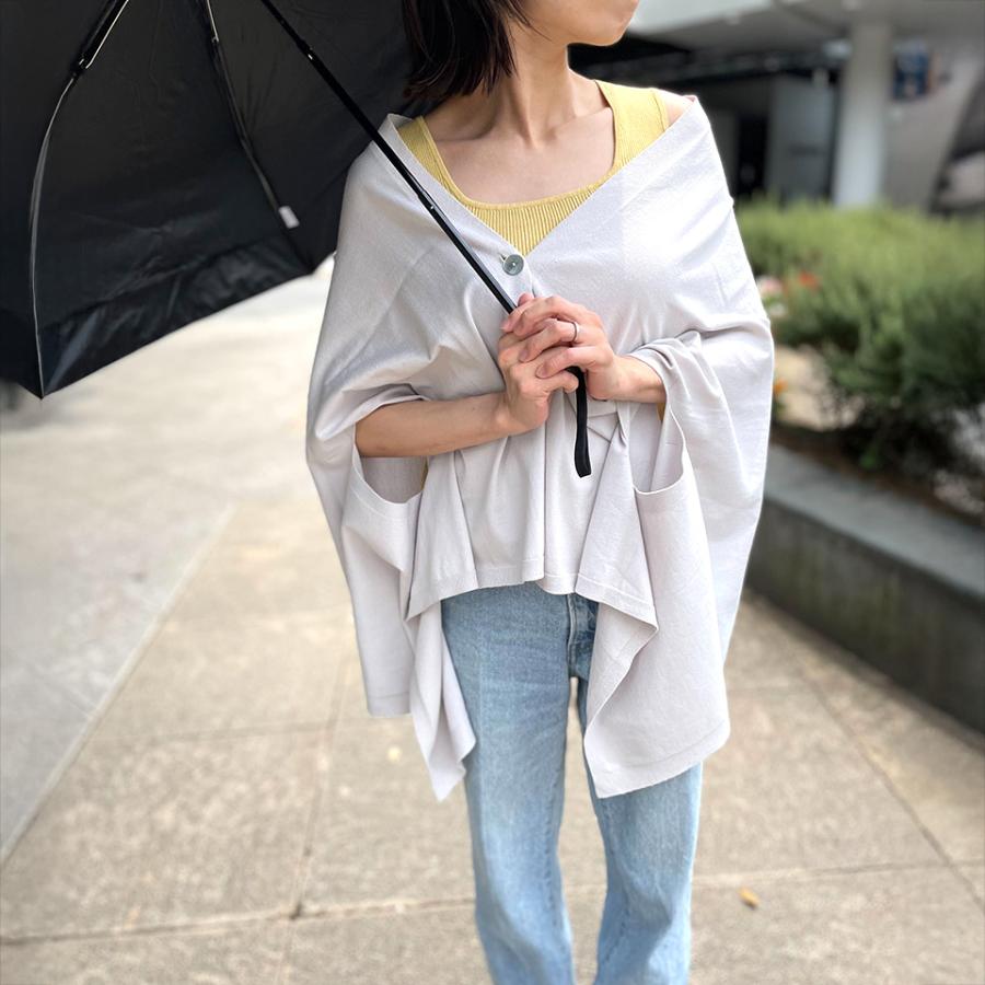 五泉ニット ストールポンチョ UVカットボタン付き レディース
