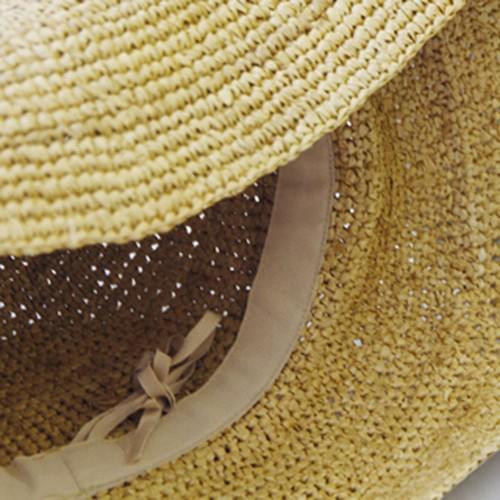 美品 トリーバーチ TORY BURCH 麦わら帽子 ラフィア リボン ロゴ