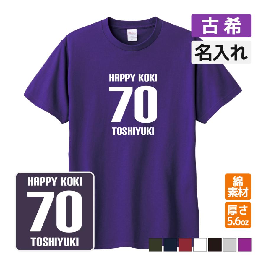 古希祝い プレゼント Tシャツ 名入れ無料 (HAPPY KOKI) 男性 女性 誕生