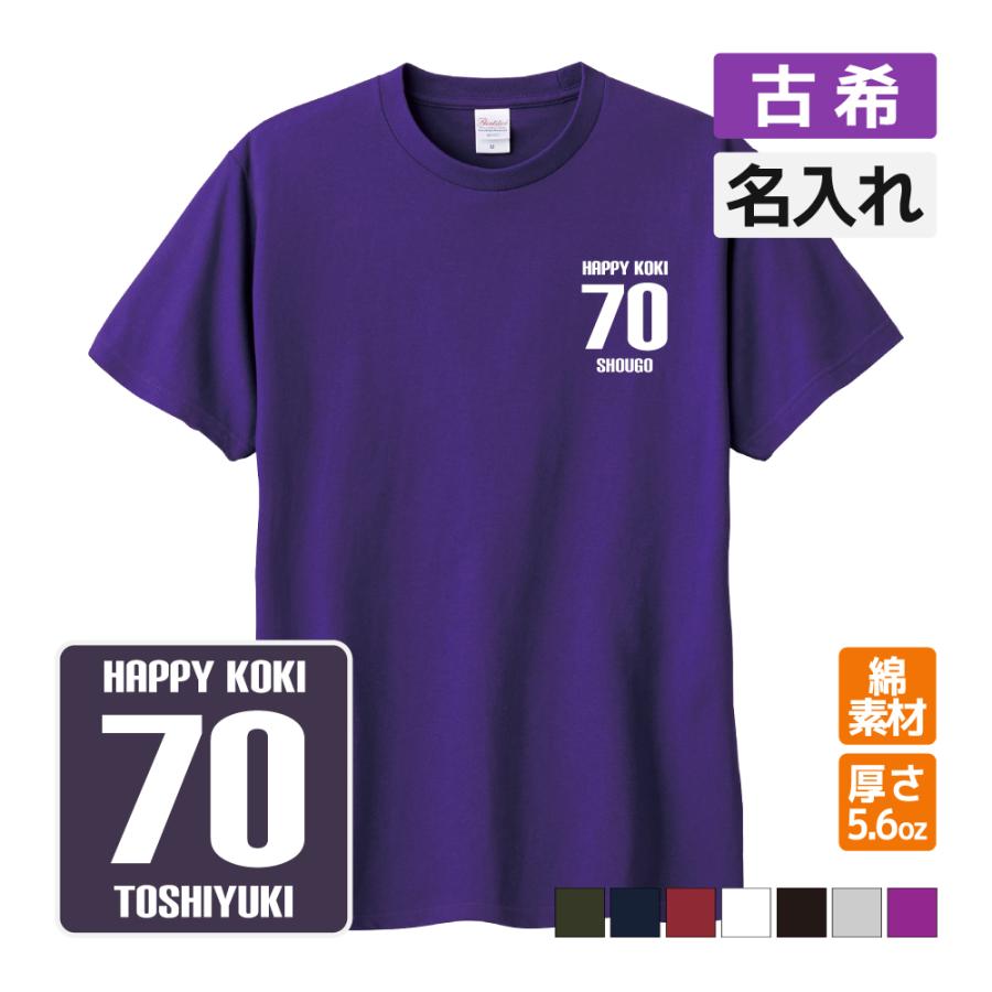古希祝い プレゼント Tシャツ 名入れ無料 趣味(HAPPY KOKI ワン