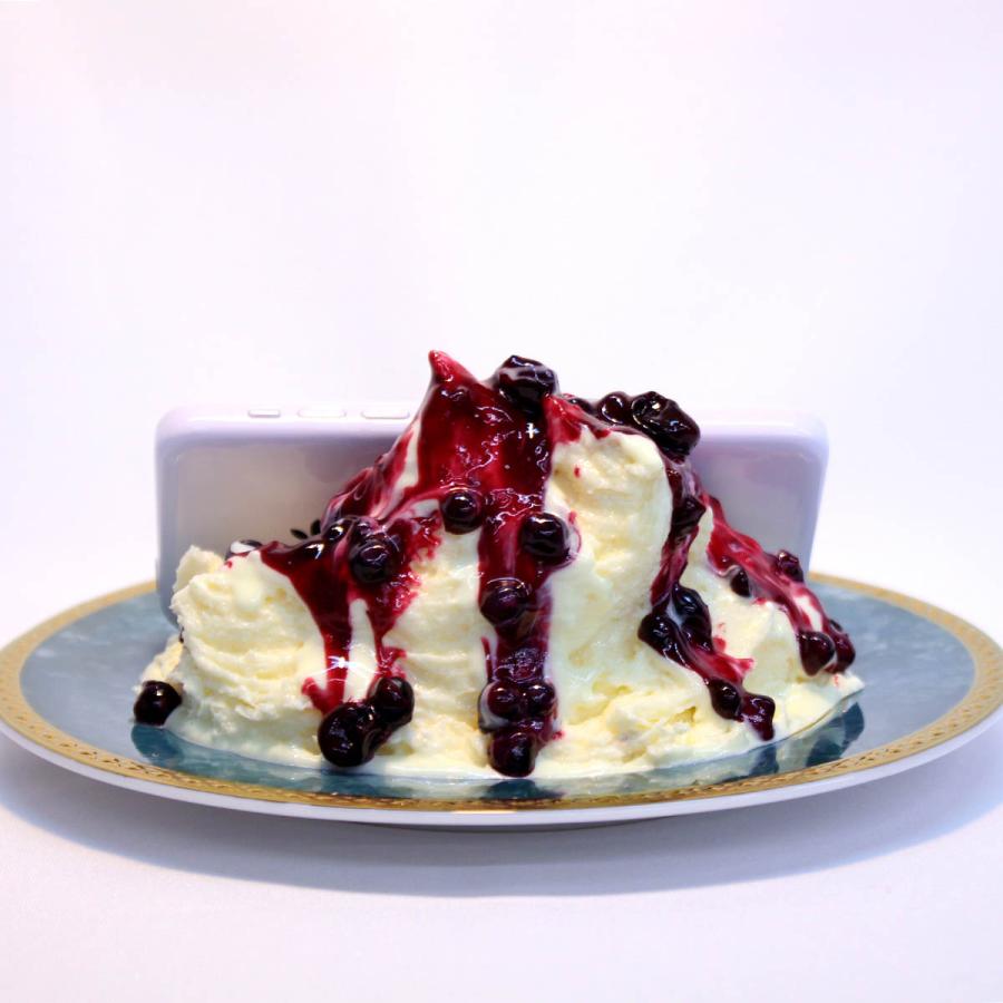 スマホスタンド ジェラートバニラブルーベリーソース 食品サンプル インテリア Iphone 卓上 スマートフォン 送料無料 デザインポケット 通販 Yahoo ショッピング