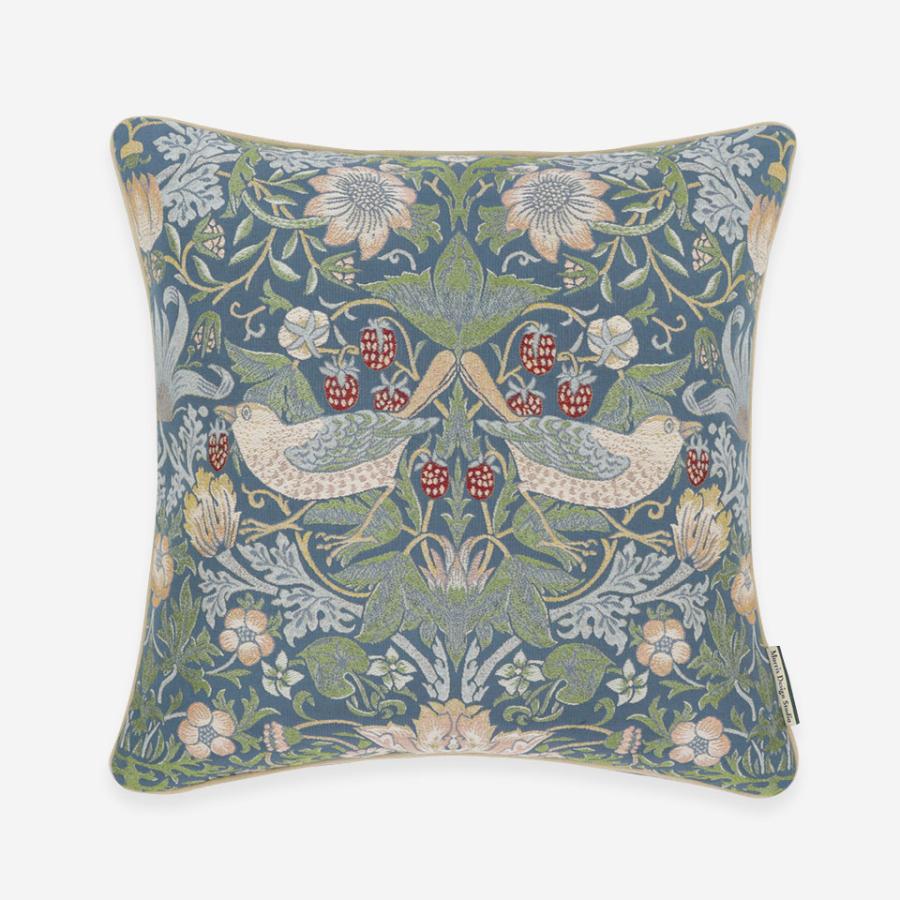 背当クッションカバー カバー・中材セット MORRIS ウィリアムモリス いちご泥棒 45×45cm 洗える 正方形 ギフト リビング ソファ LL1710の画像