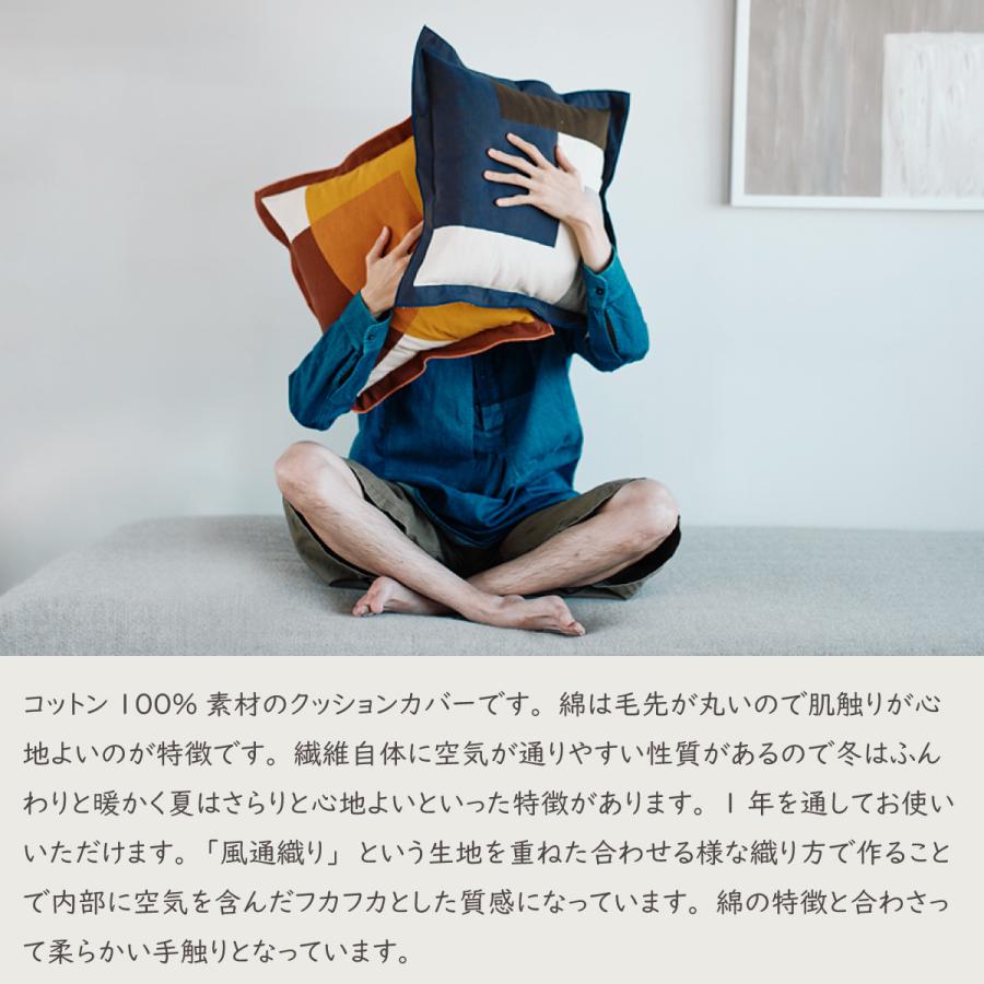 背当クッションカバー（カバー・中材セット）45×45cm 日本製 コットン100% rough ラフ エントアカネ 圧縮ポリエステル パンヤ オリジナル 川島織物セルコンの画像