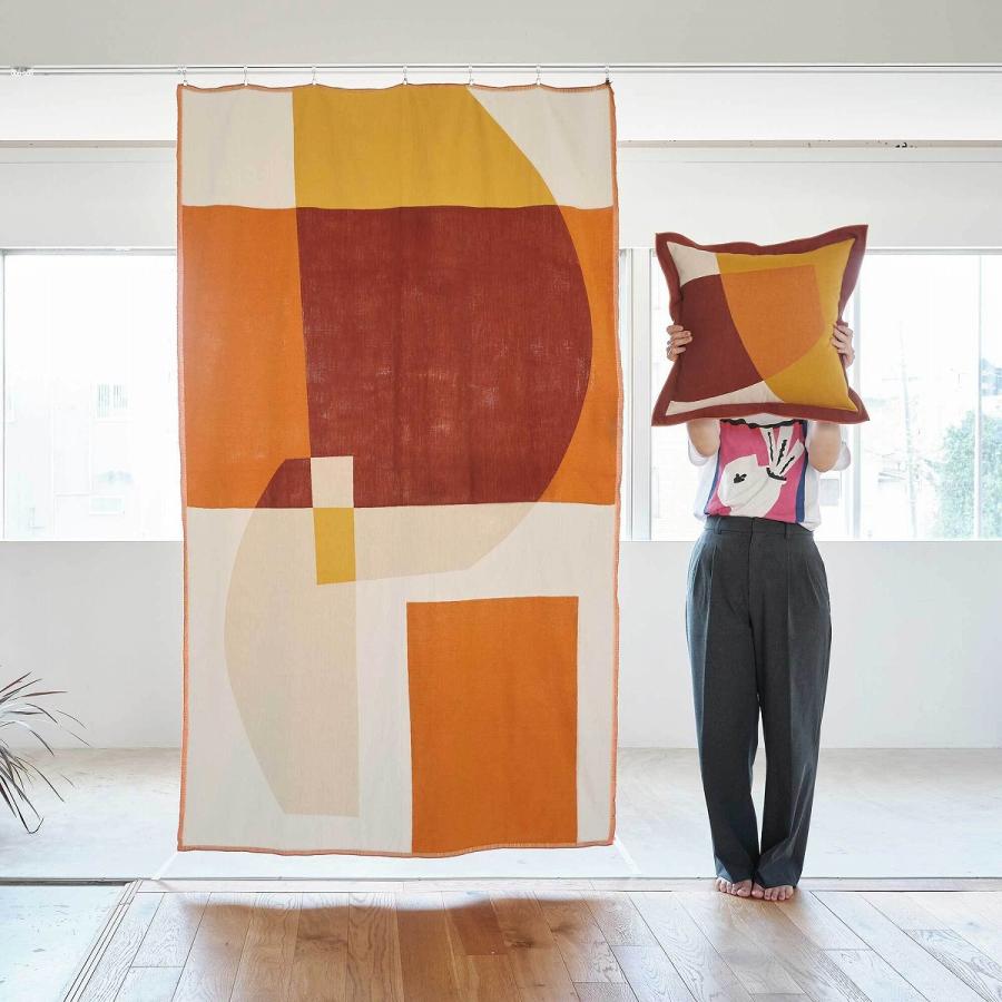 背当クッションカバー（カバー・中材セット）45×45cm 日本製 コットン100% rough ラフ エントアカネ 圧縮ポリエステル パンヤ オリジナル 川島織物セルコンの画像