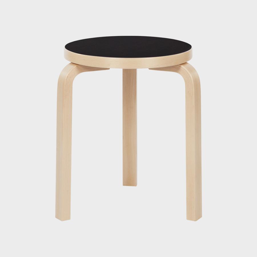 アルテック「STOOL60」ブラックリノリウム・3本脚 artek（アルテック） 正規品 スツール 60 リノリウム 黒 ブラック 3本