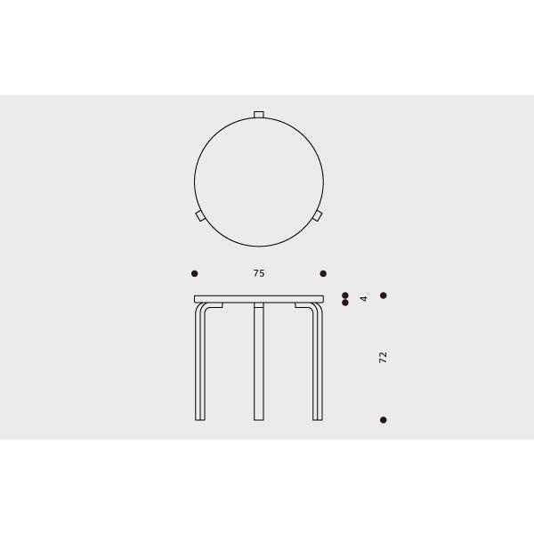 正規品 Artek アルテック テーブル 90B バーチ ダイニングテーブル 2人〜3人 アアルト Φ75cm 3本脚 ラウンド 丸 カフェ 北欧家具 木製 爆買_2