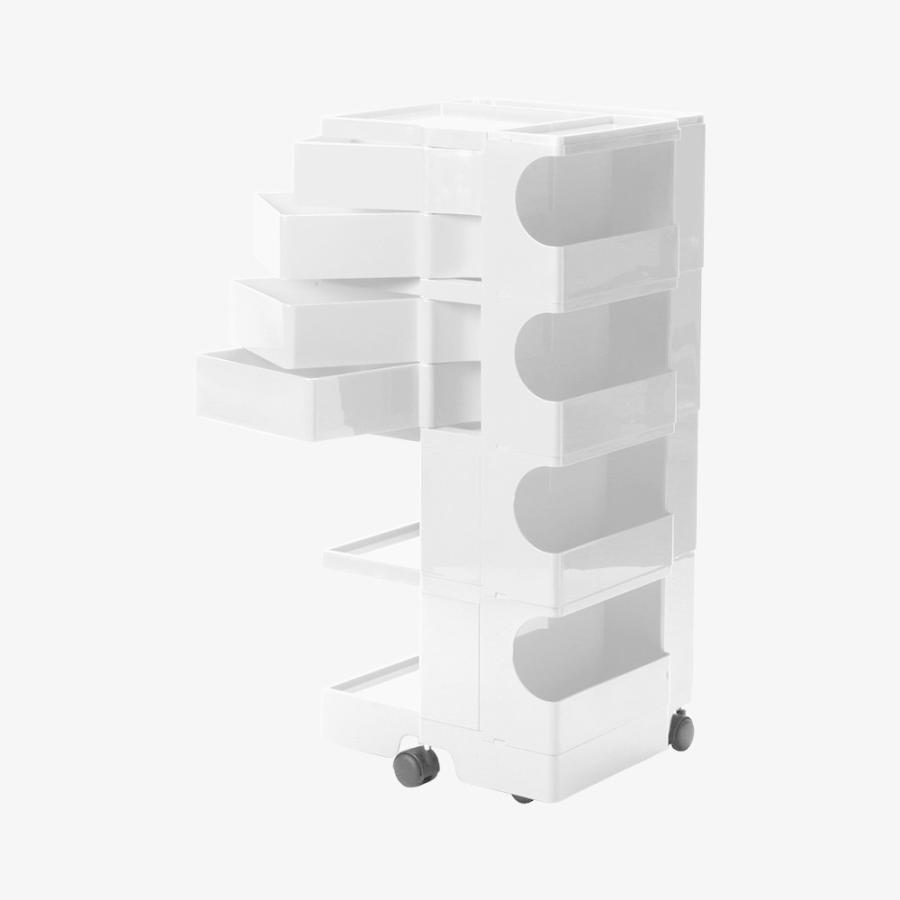 Joe Colombo ホワイト ボビーワゴン 4段4トレイ 正規品 Joe Colombo 正規品 ボビーワゴン ビーライン 4段4トレイ 白 黒 ワゴン