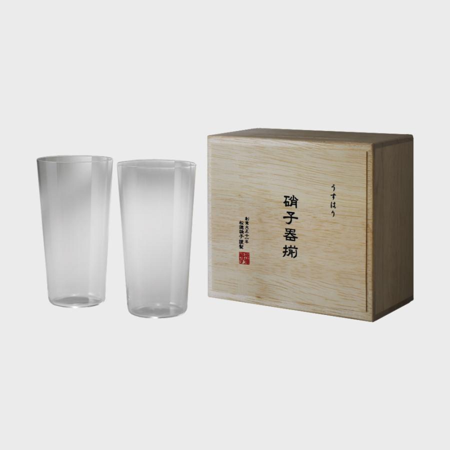 松徳硝子 うすはり ガラス グラス タンブラー ペア セット L 375ml 2個