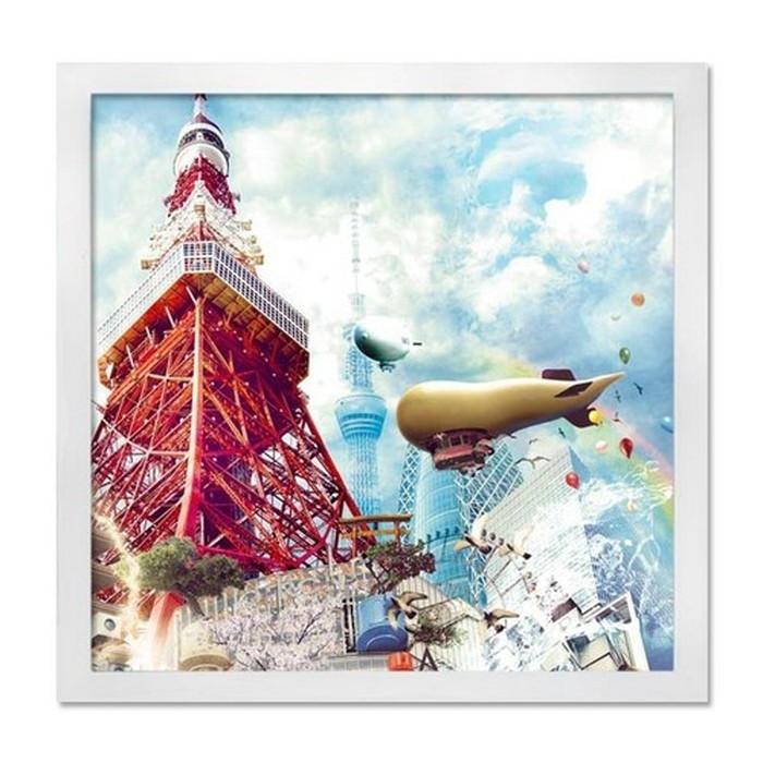 インテリアアート Rakudeco ラクデコシリーズ 家具 東京タワー ホワイト 掛け時計 壁掛け時計 インテリア時計 Rd 1013 Kar s1 送料無料 北欧 インテリア ナチュラル 家具 新生 モダン Kar s1 テイスト デザインスタイル 安心発送 の