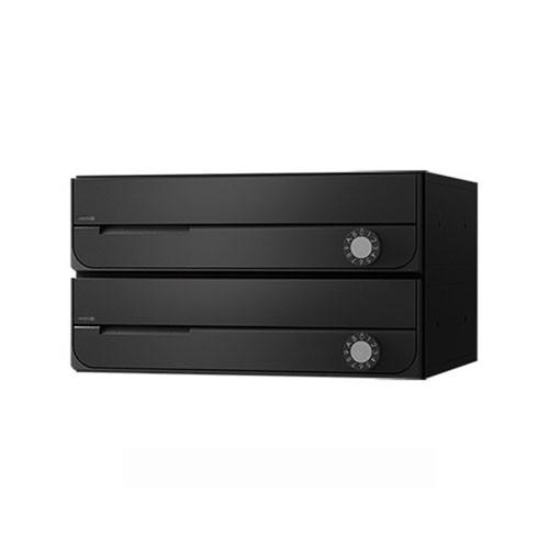 NASTA ナスタ ポスト D-ALL 2戸 静音大型ダイヤル錠 ブラック KS