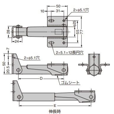 SUGATSUNE スガツネ工業 伸縮 棚受 388型 120-105-063 38860-25 | アルミニウム合金 アルマイト処理_1