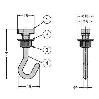 スガツネ工業 固定 フック A B1007 後付用 110-029-300 | ピクチャー 