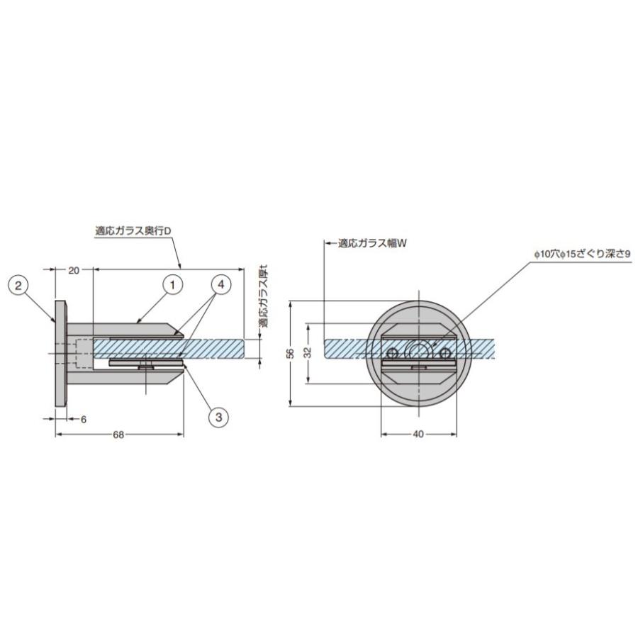 スガツネ工業 ステンレス鋼製 ガラスクランプ ZL-2203 PAT 120-031-004 ZL-2203 | クランプ ベースプレート バンパープレート ステンレス 鋼 SUS316 Zwei L 仕上_3