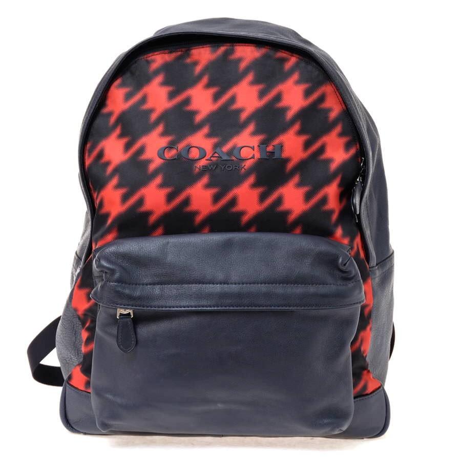 COACH　コーチ　リュック　PRINTED　バックパック　千鳥柄　71755　IN　RED　BACKPACK　NYLON　HOUNDSTOOTH