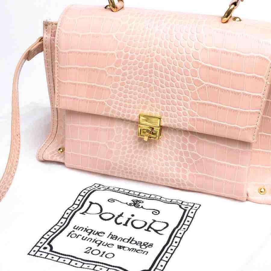 ○ポティオール PotioR cr-0071 rachel レイチェル クロコ型押し 2WAY ショルダーバッグ ショルダーストラップ付き ハンドバッグ 中古 PotioR ポティオール ハンドバッグ rachel レイチェル cr-0071 クロコ