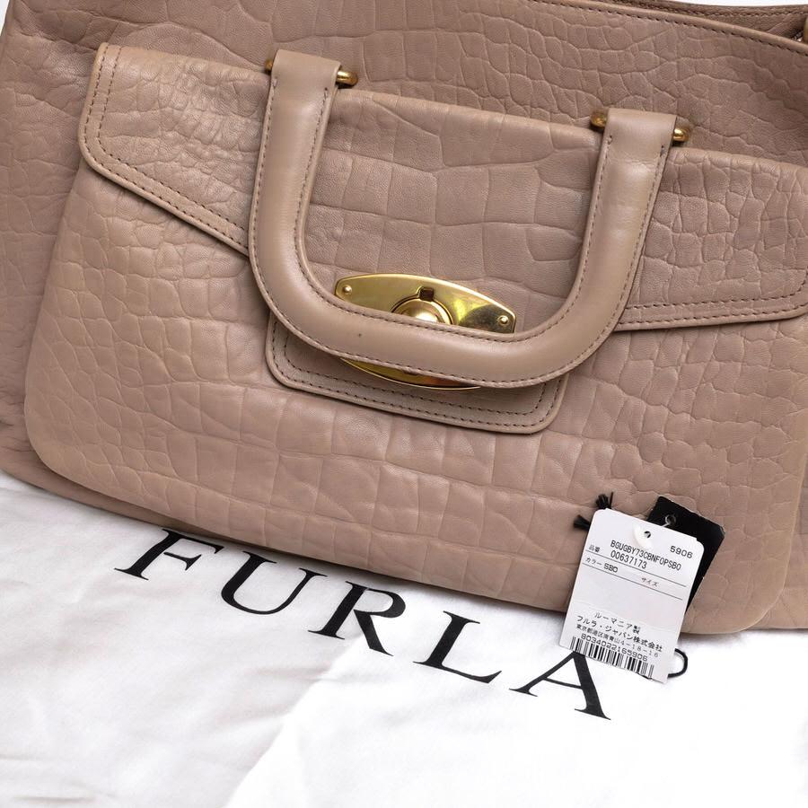 FURLA フルラ ハンドバッグ 牛革 2WAY ショルダーバッグ クロコ型押し