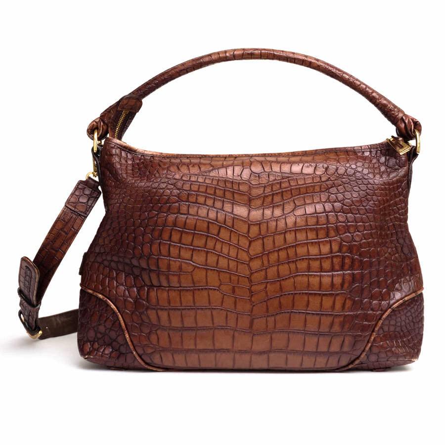 leather jewels リアルクロコダイル2way ハンドバッグ ブラウン