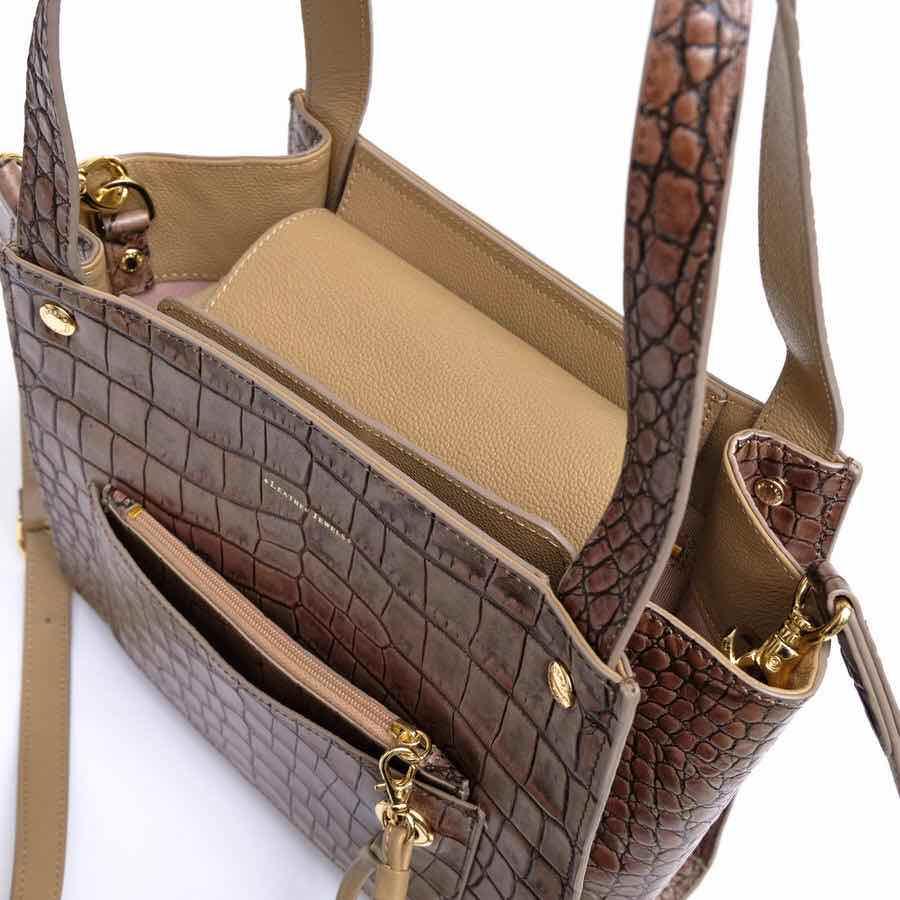 leather jewels リアルクロコダイル2way ハンドバッグ ブラウン leather jewels リアルクロコダイル2way ハンドバッグ ブラウン