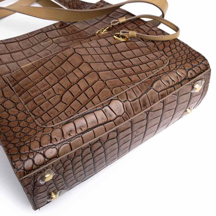 leather jewels リアルクロコダイル2way ハンドバッグ ブラウン クロコダイル 2WAYワンショルダーバッグ 目地ブラウン | すべて