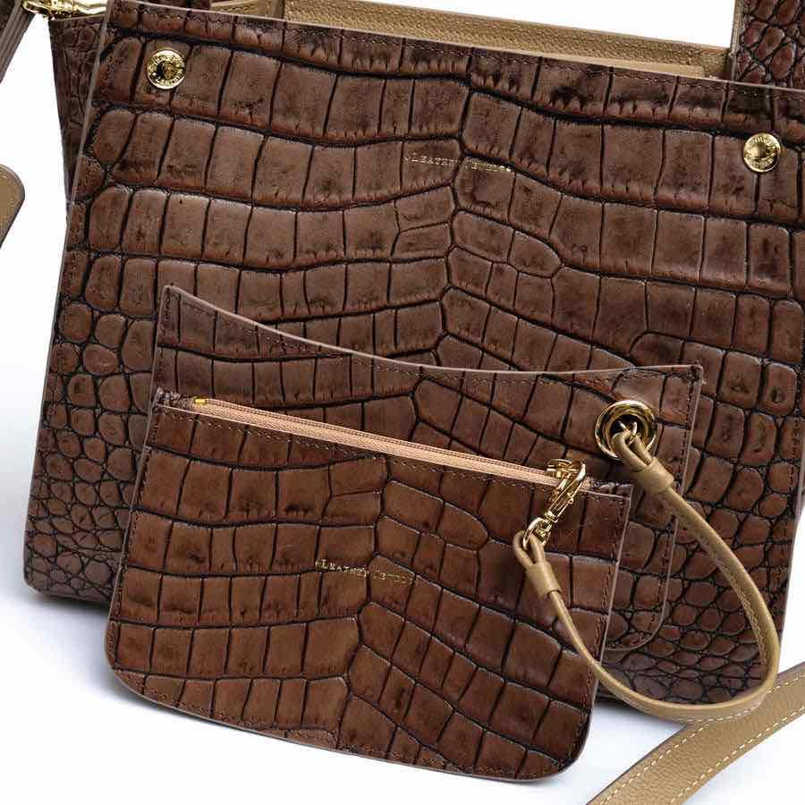 leather jewels リアルクロコダイル2way ハンドバッグ ブラウン leather jewels リアルクロコダイル2way ハンドバッグ ブラウン