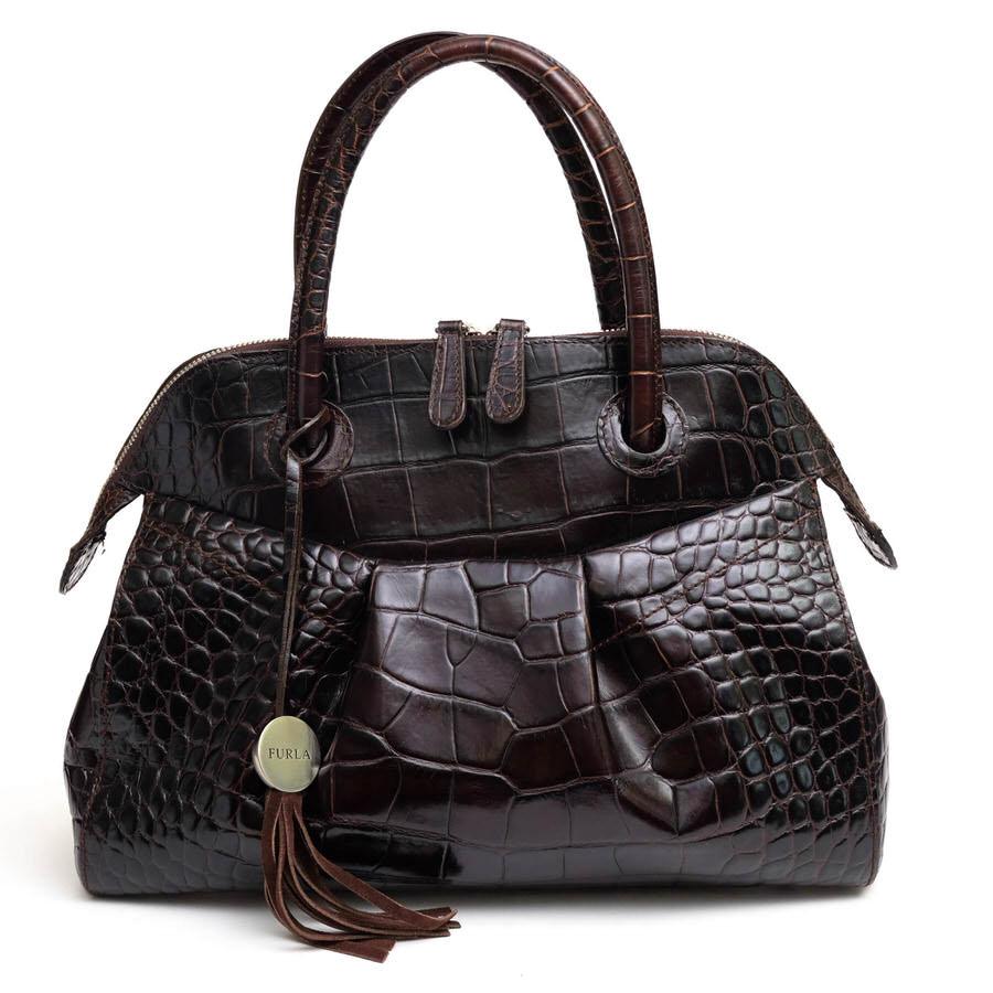 FURLA フルラ ハンドバッグ 牛革 クロコ型押し : Desir Yahoo