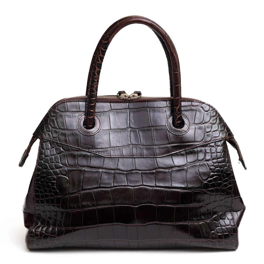 ⭐️新品⭐️FURLA ハンドバック　クロコ　レザー　ブラック FURLA フルラ ハンドバッグ 牛革 クロコ型押し : Desir Yahoo