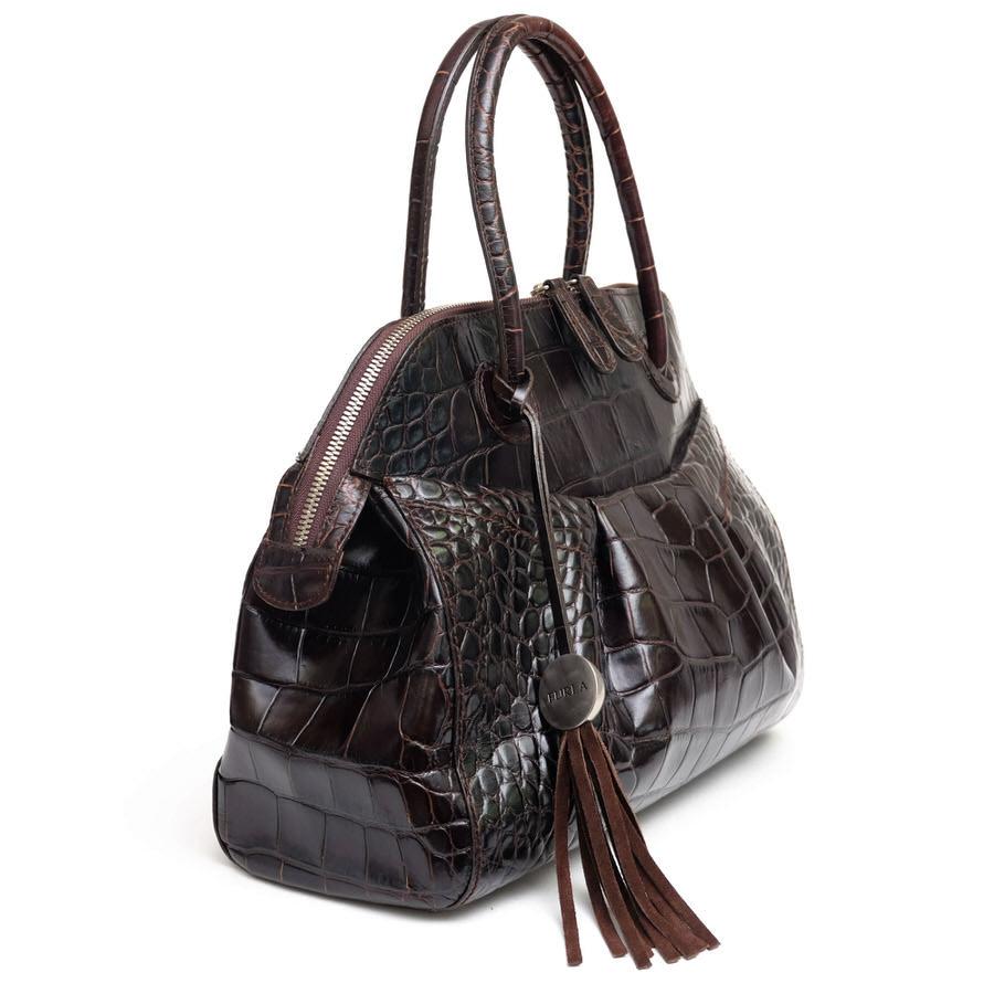 FURLA フルラ ハンドバッグ 牛革 クロコ型押し : Desir Yahoo