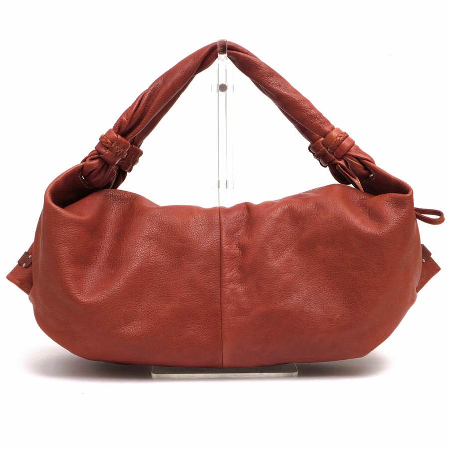 genten（ゲンテン） ハンドバッグ 巾着型 シボ革 シュリンクレザー