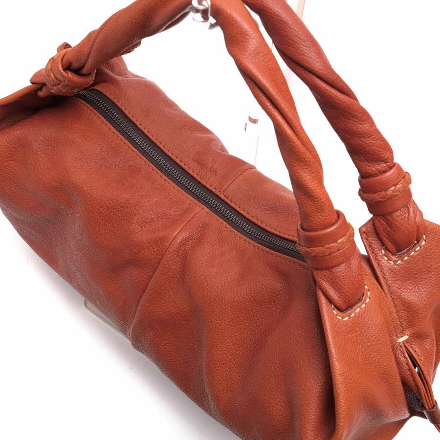 genten（ゲンテン） ハンドバッグ 巾着型 シボ革 シュリンクレザー
