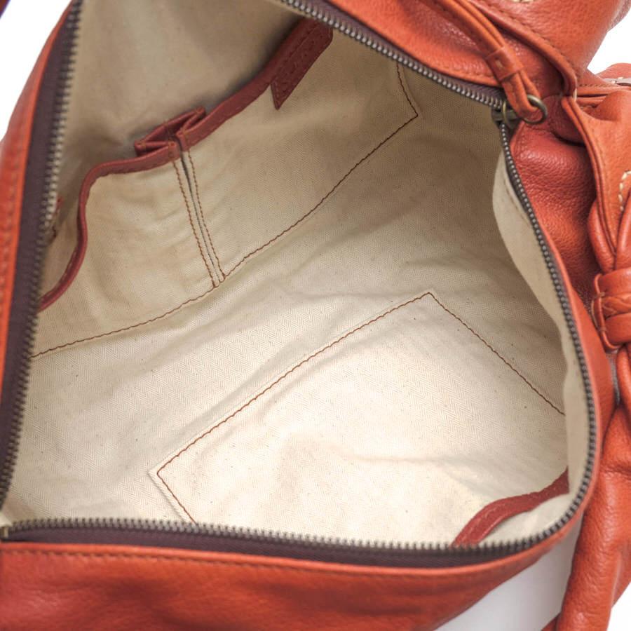 genten（ゲンテン） ハンドバッグ 巾着型 シボ革 シュリンクレザー