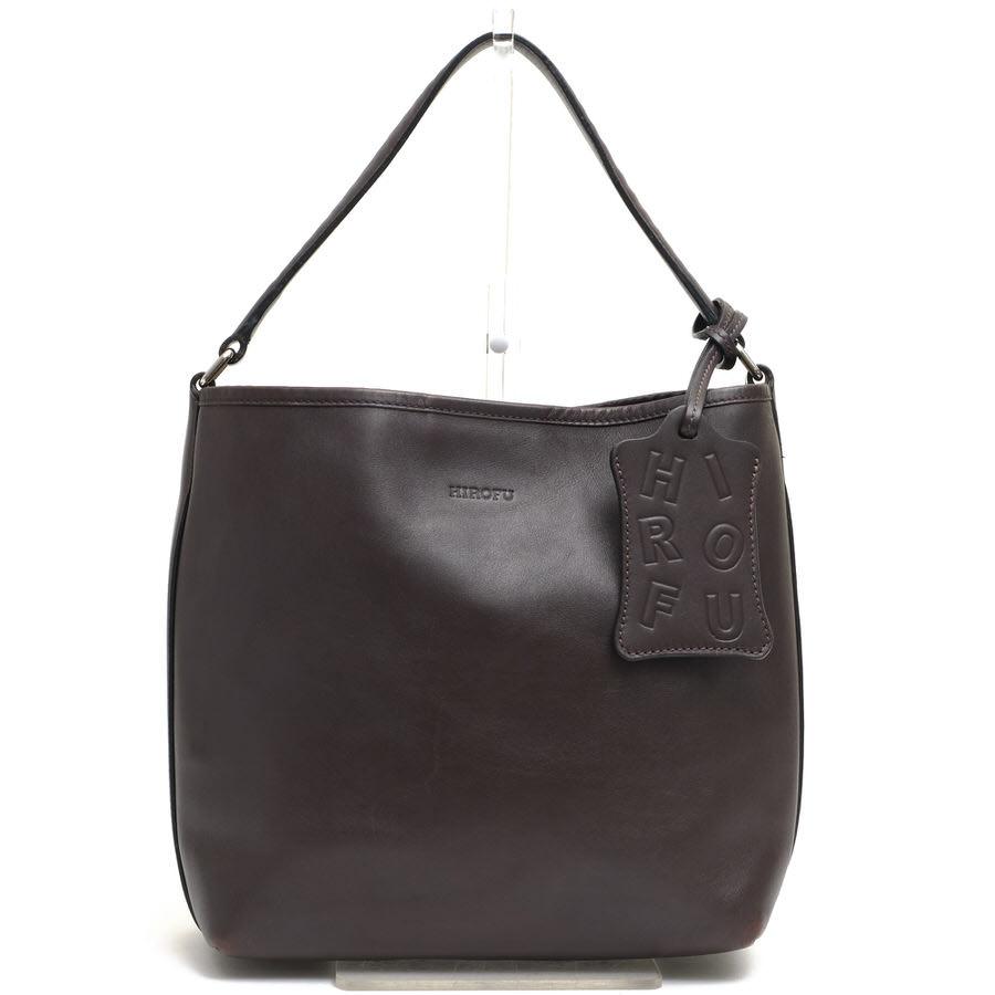 【美品】HIROFU ヒロフ レザー ワンショルダーバッグ ハンドバッグ 肩掛け HIROFU ヒロフ トートバッグ 牛革 肩掛け ワンショルダーバッグ