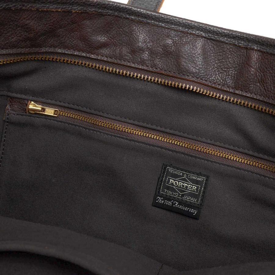 ポーター/70周年記念モデル/レザーボストンバッグ/ダークブラウン/シボ革