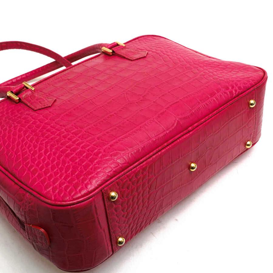 美品✨濱野 エヴィ オールレザー クロコ型押 ミニボストン トートバッグ 肩掛け 美品✨濱野 エヴィ オールレザー クロコ型押 ミニボストン トート
