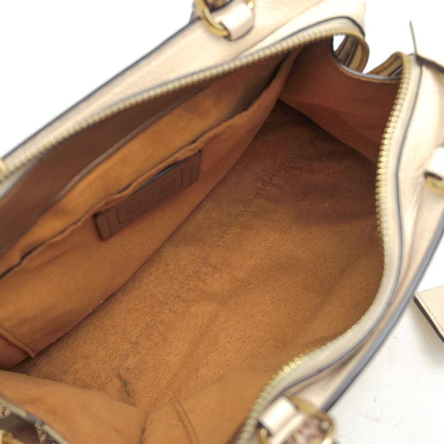 【美品】COACH ワンショルダー ホーボー ターンロック パイソン型押しレザー COACH（コーチ） ハンドバッグ F87669 Zoe Carryall Im chalk 牛革 一