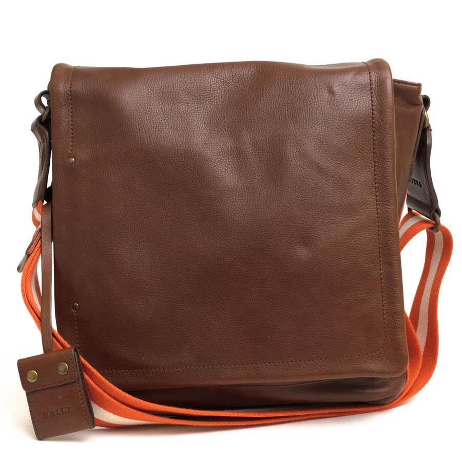 BALLY バリー ショルダーバッグ TAN 牛革 カーフ フラップ式 シボ革  