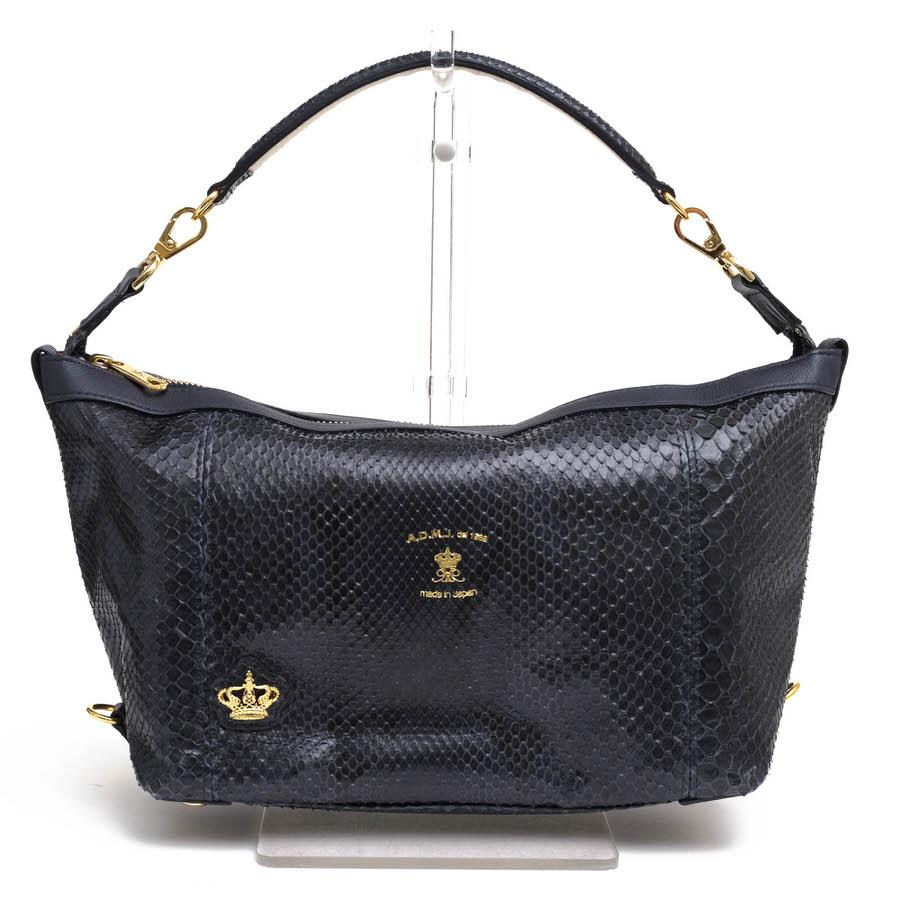○エーディーエムジェイ ADMJ ダイヤモンドパイソン 一部牛革 ハンドバッグ 16SA01017 肩掛け ワンショルダーバッグ レディース 【 中古 A.D.M.J（エーディーエムジェイ） ADMJ ハンドバッグ 16SA01017