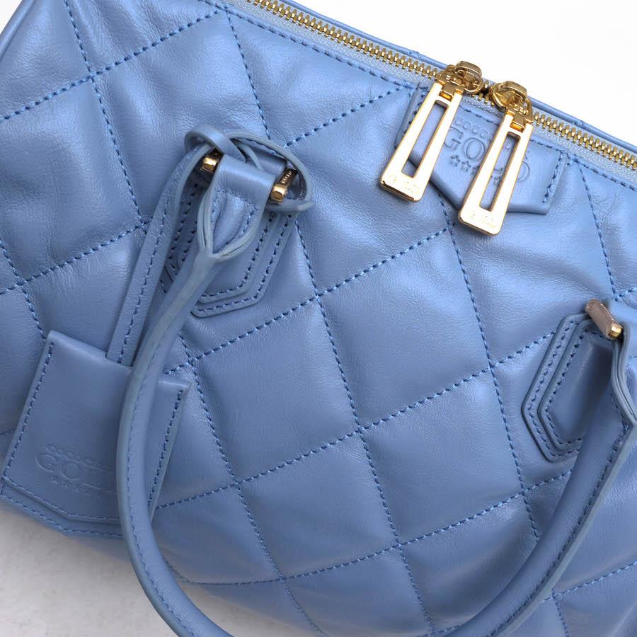 極美品 COCOCELUX GOLD 2WAYバッグ ネイビー 紺 レザー781