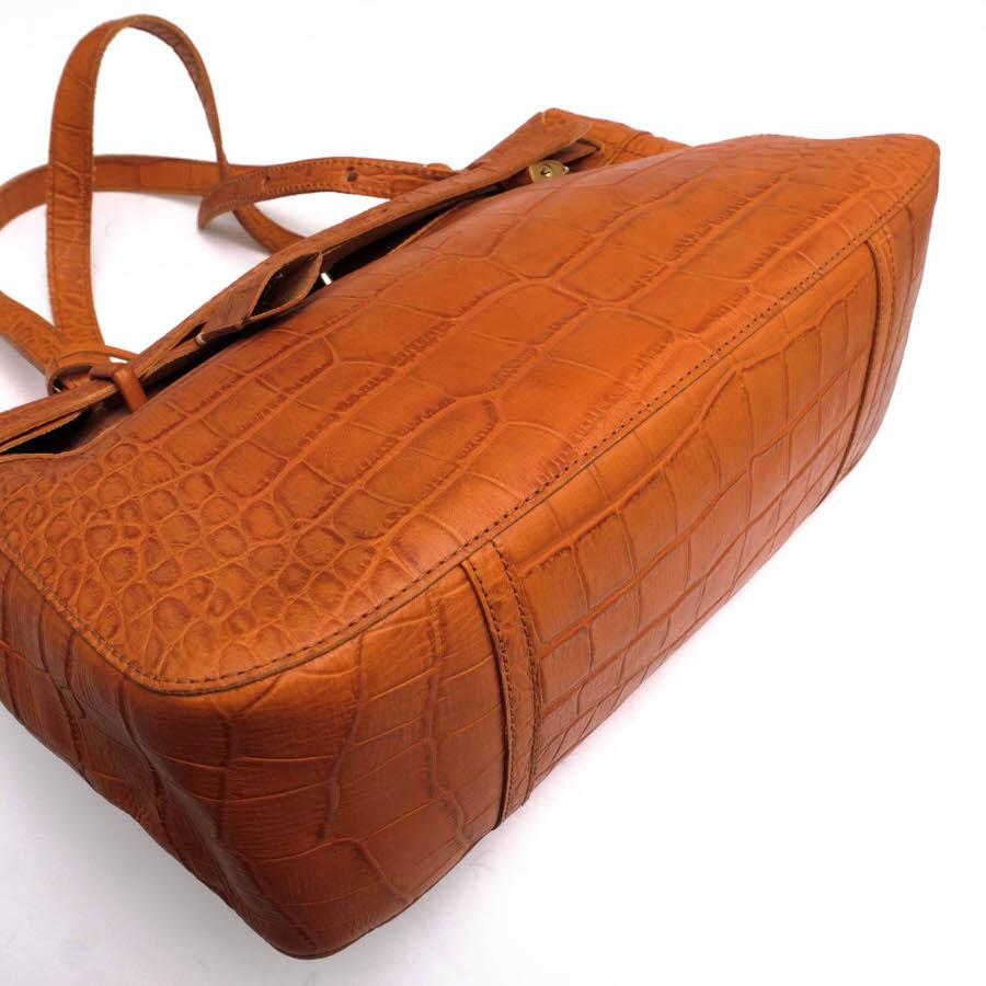 genten ゲンテン トートバッグ ハンドバッグ 茶 クロコ型押し 肩掛け genten ゲンテン トートバッグ 牛革 クロコ型押し 肩掛け ワン